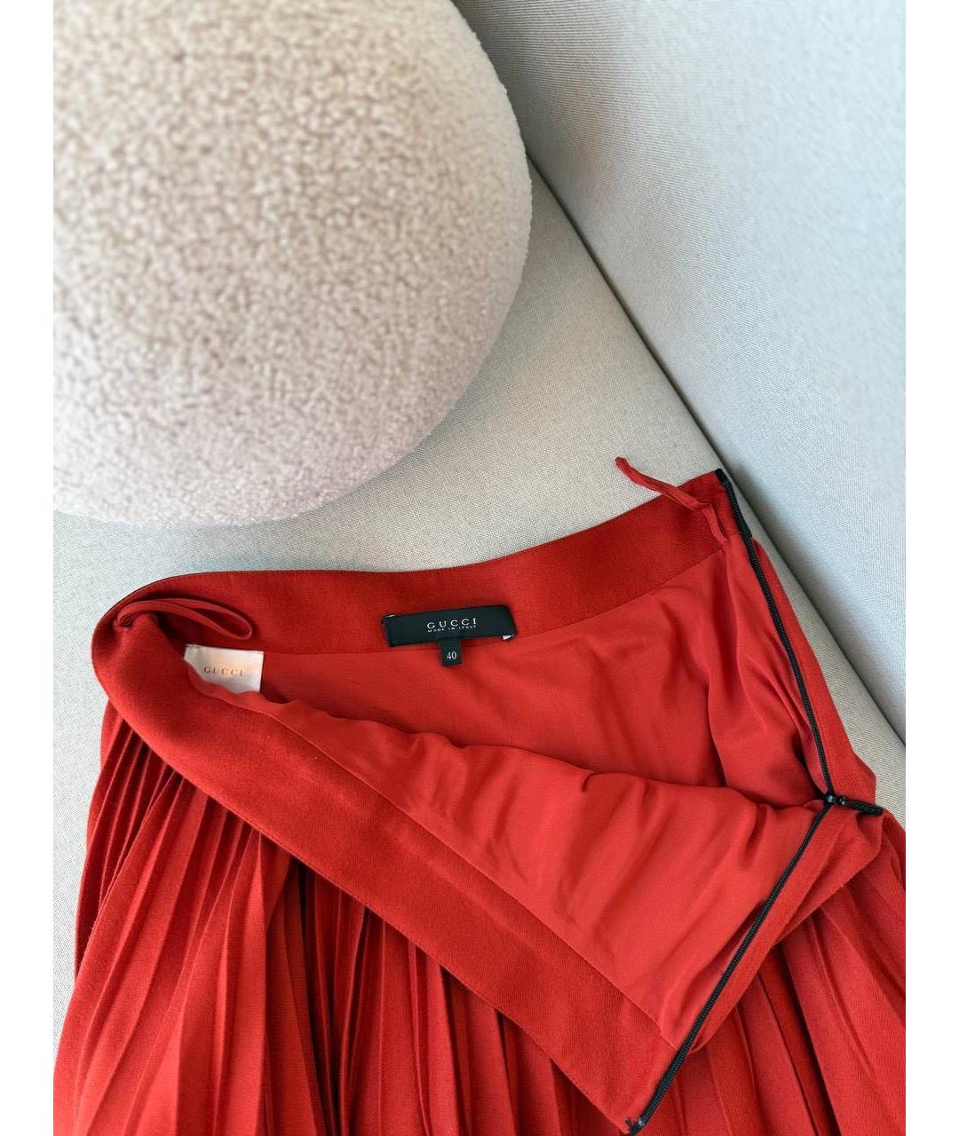 GUCCI Красная шерстяная юбка миди, фото 2