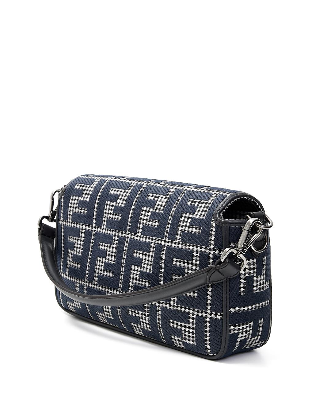 FENDI Темно-синяя жаккардовая сумка с короткими ручками, фото 3