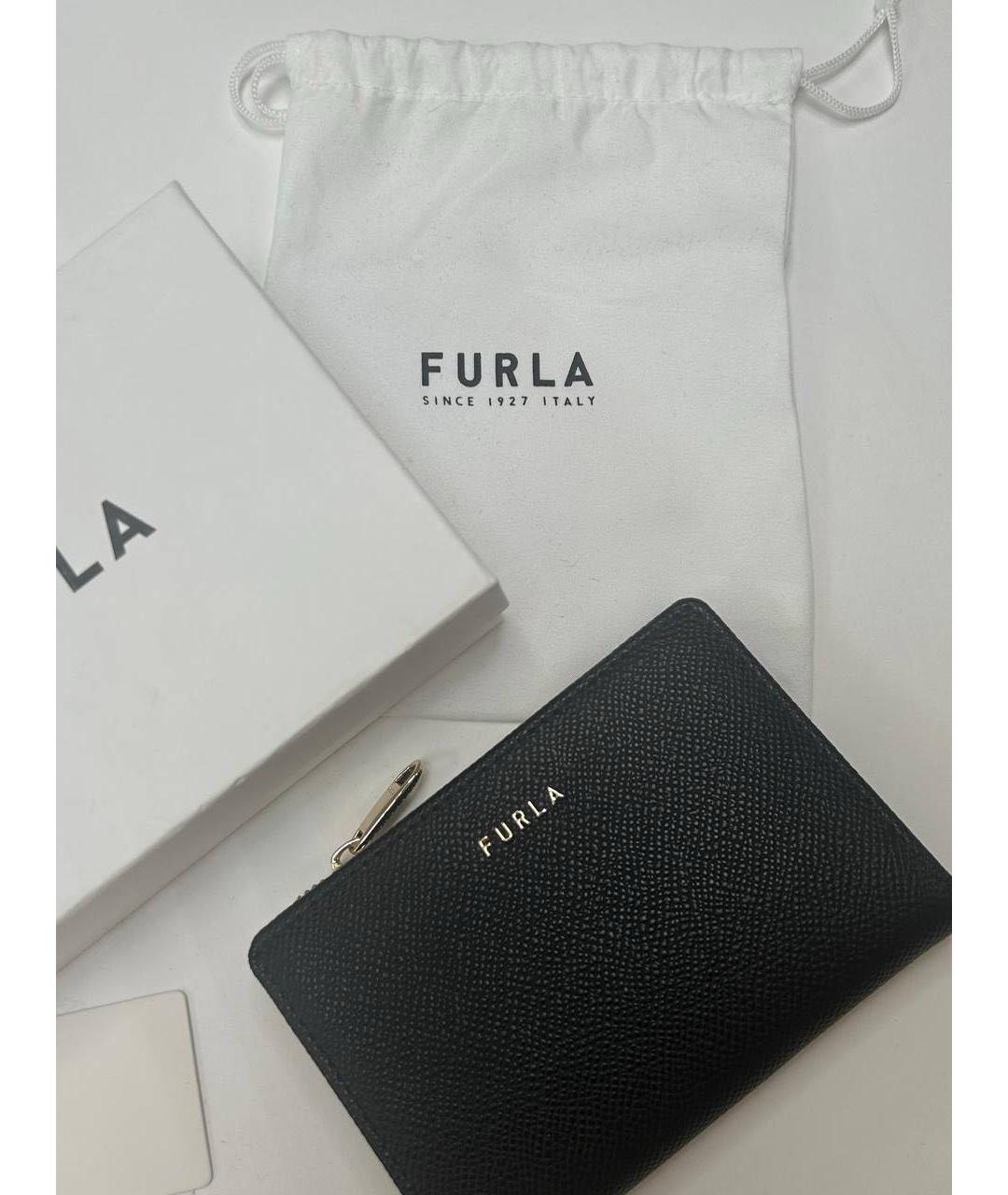 FURLA Черный кожаный кошелек, фото 5