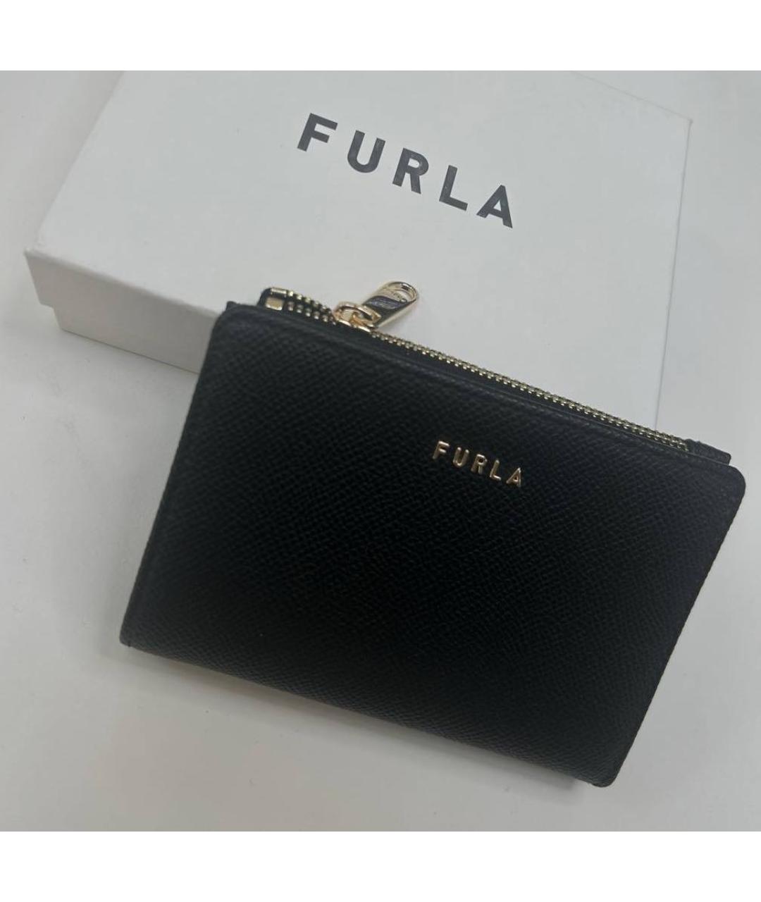 FURLA Черный кожаный кошелек, фото 4