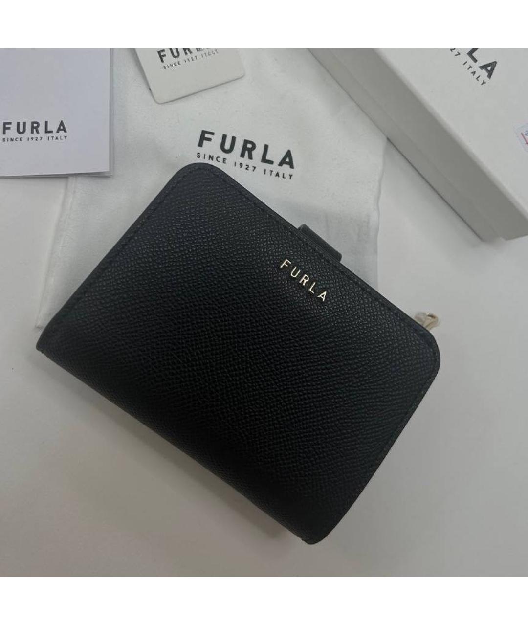 FURLA Черный кожаный кошелек, фото 5