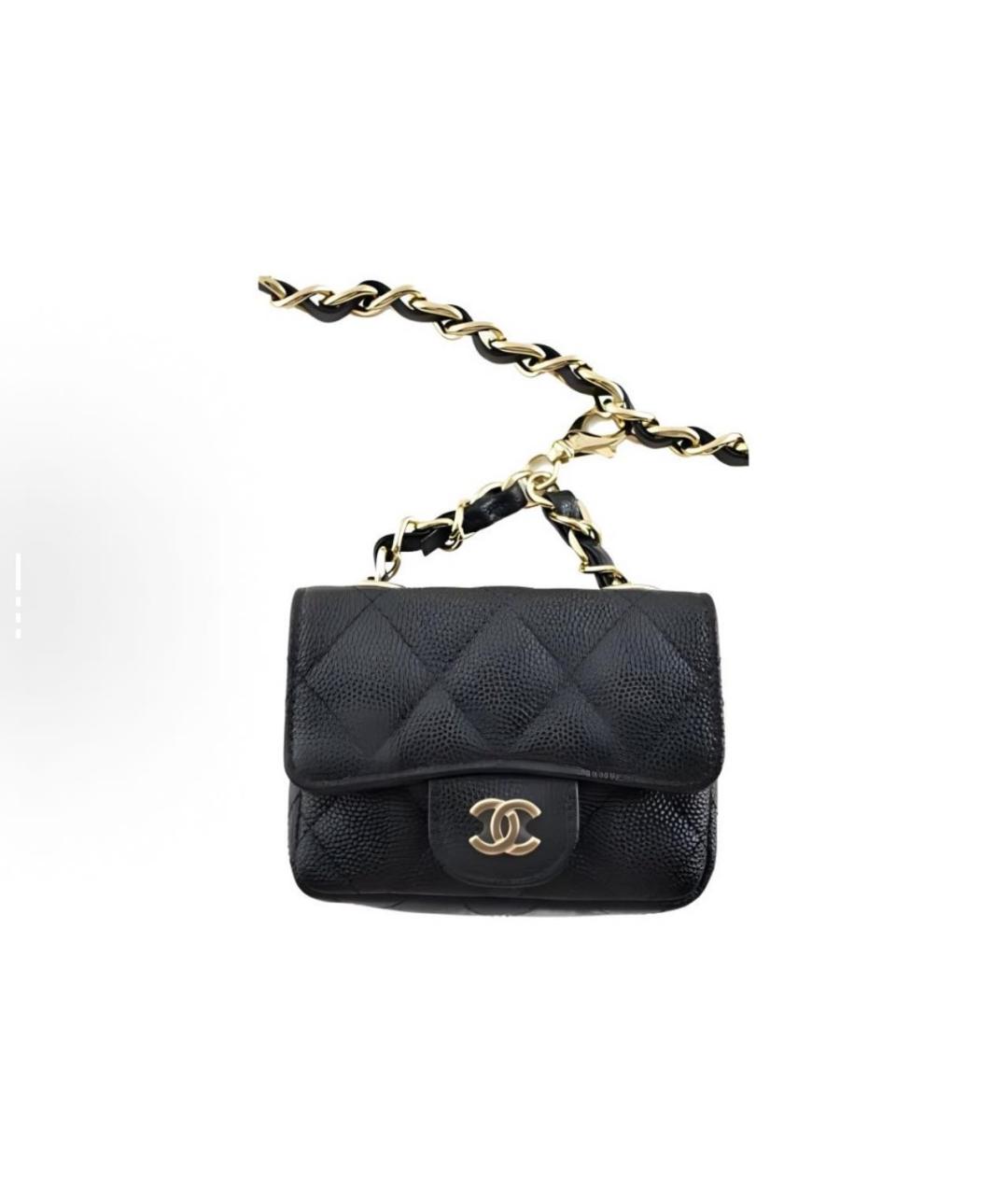 CHANEL Черная кожаная поясная сумка, фото 9