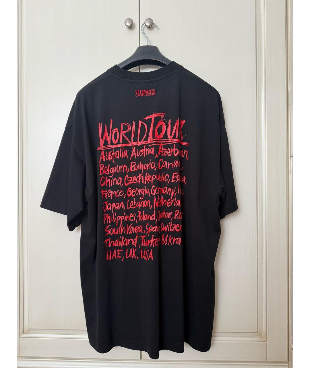 VETEMENTS Черная хлопковая футболка, фото 2