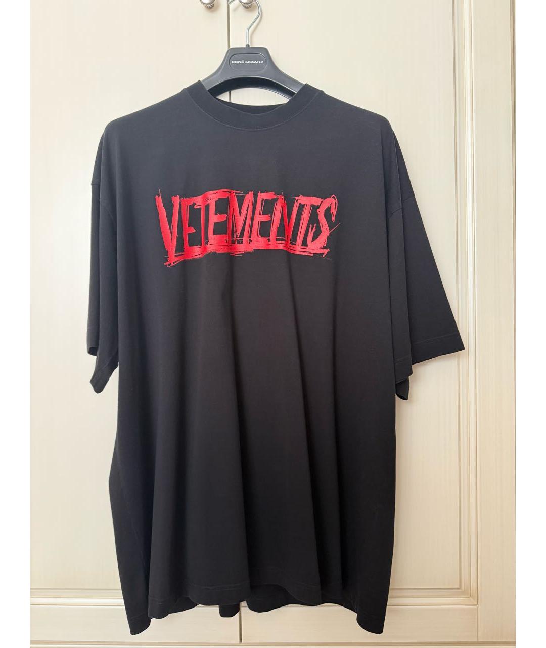 VETEMENTS Черная хлопковая футболка, фото 5
