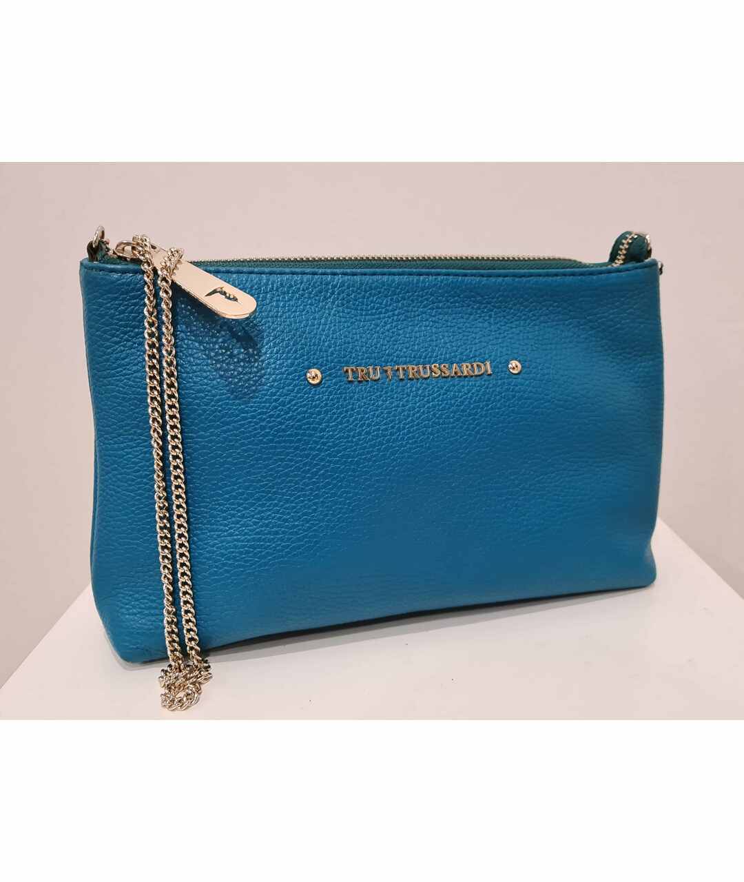 TRUSSARDI Синяя кожаная сумка тоут, фото 2