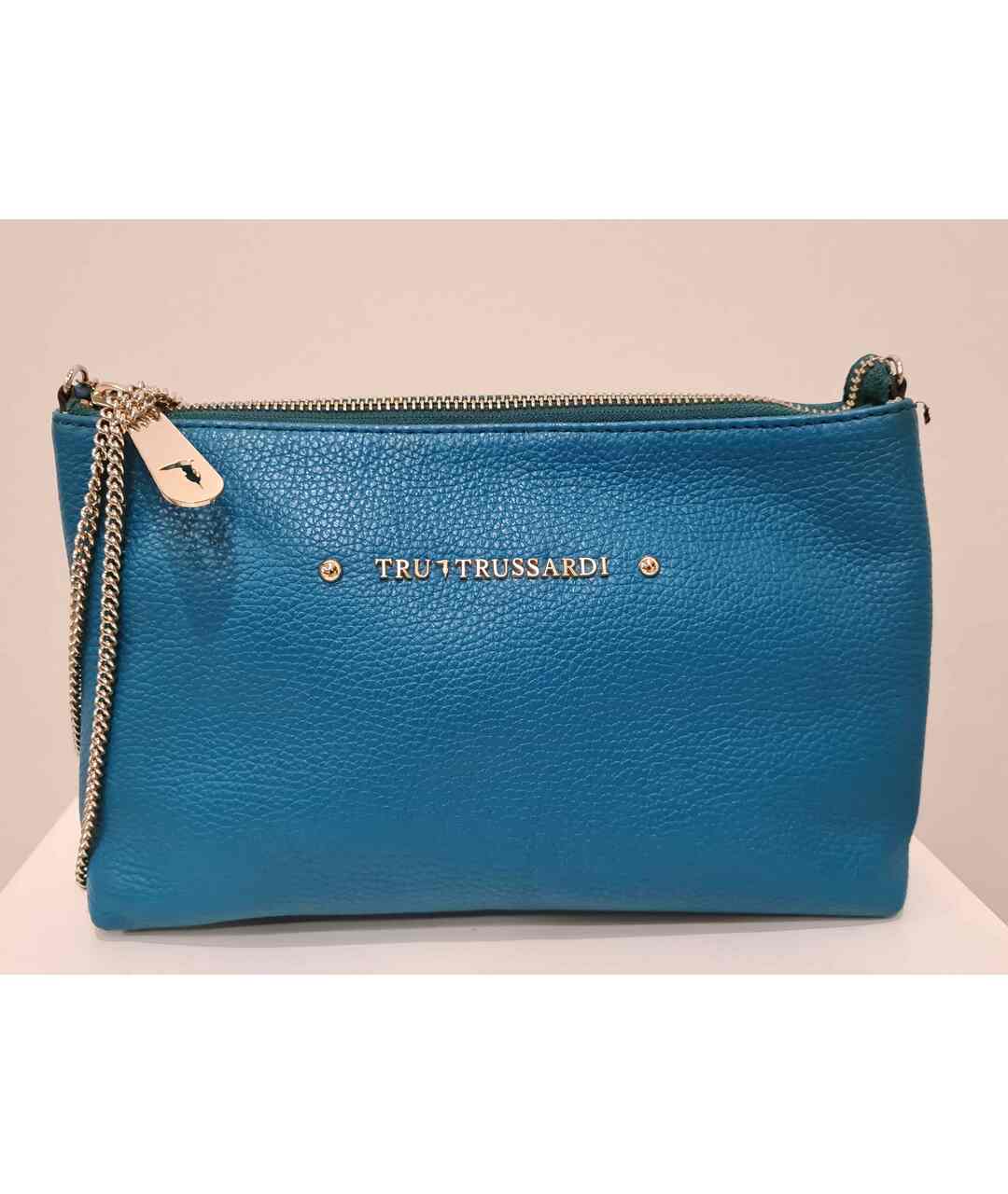 TRUSSARDI Синяя кожаная сумка тоут, фото 6