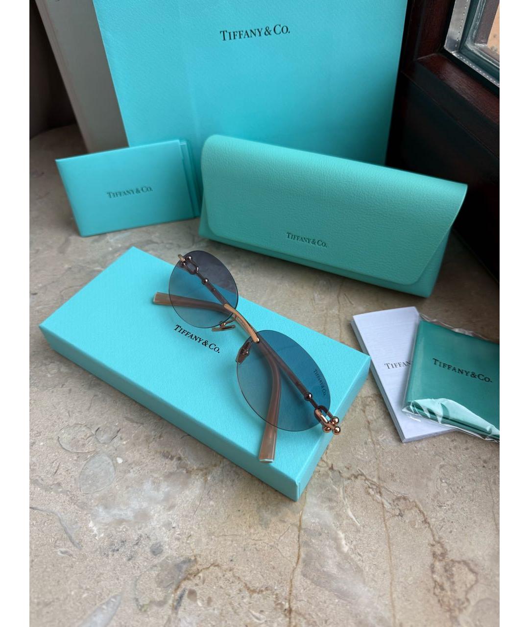 TIFFANY&CO Золотые металлические солнцезащитные очки, фото 4