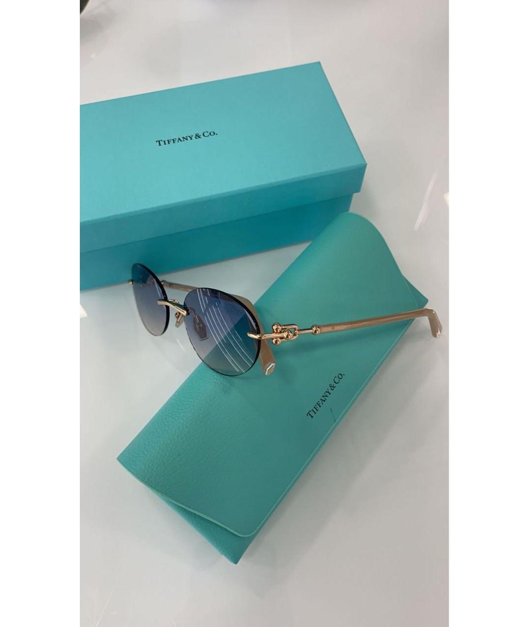 TIFFANY&CO Золотые металлические солнцезащитные очки, фото 6