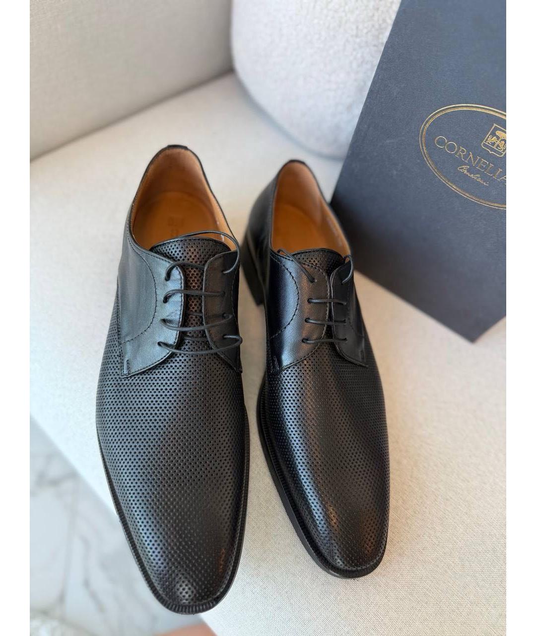 CORNELIANI Черные кожаные низкие ботинки, фото 6