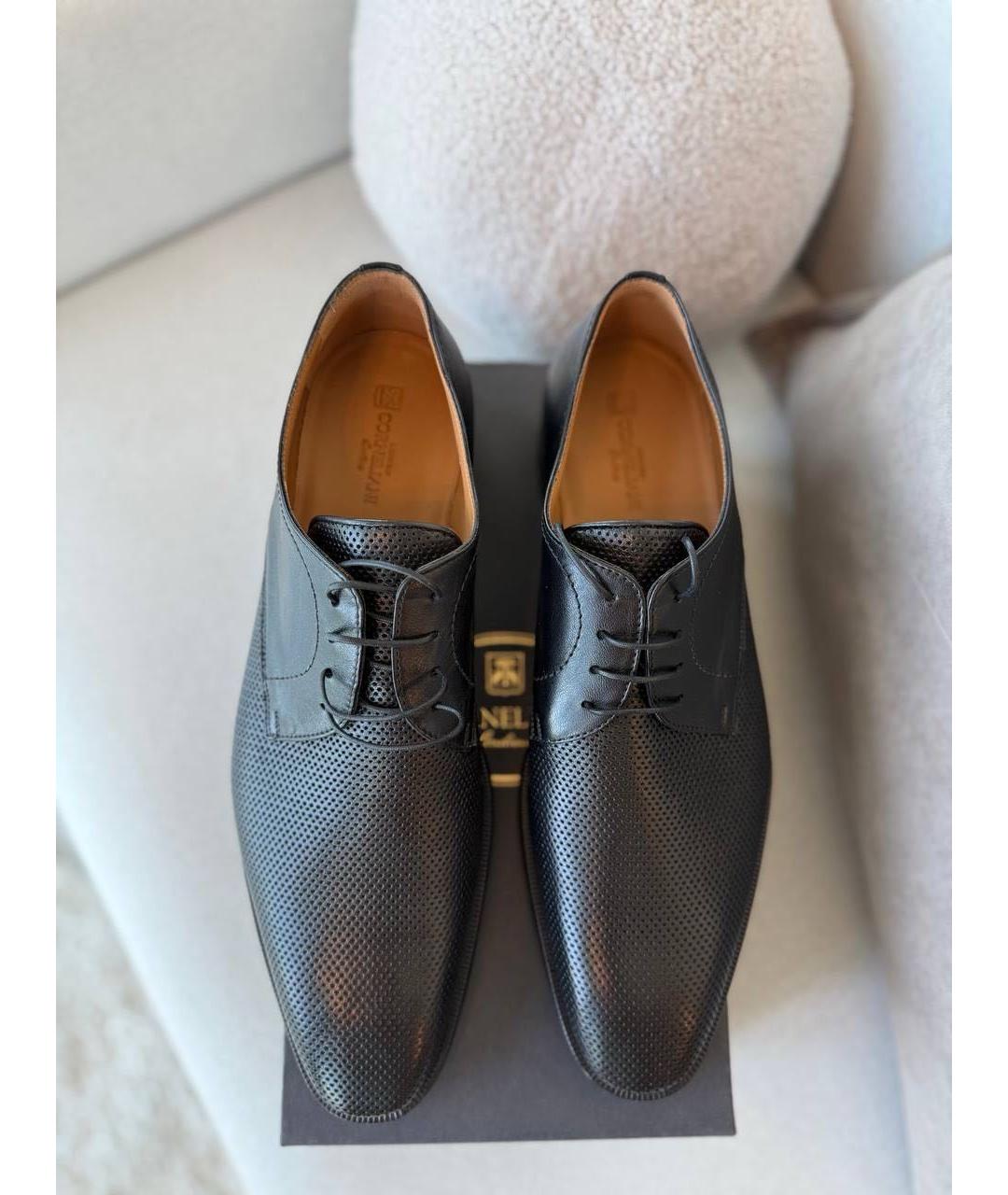CORNELIANI Черные кожаные низкие ботинки, фото 3