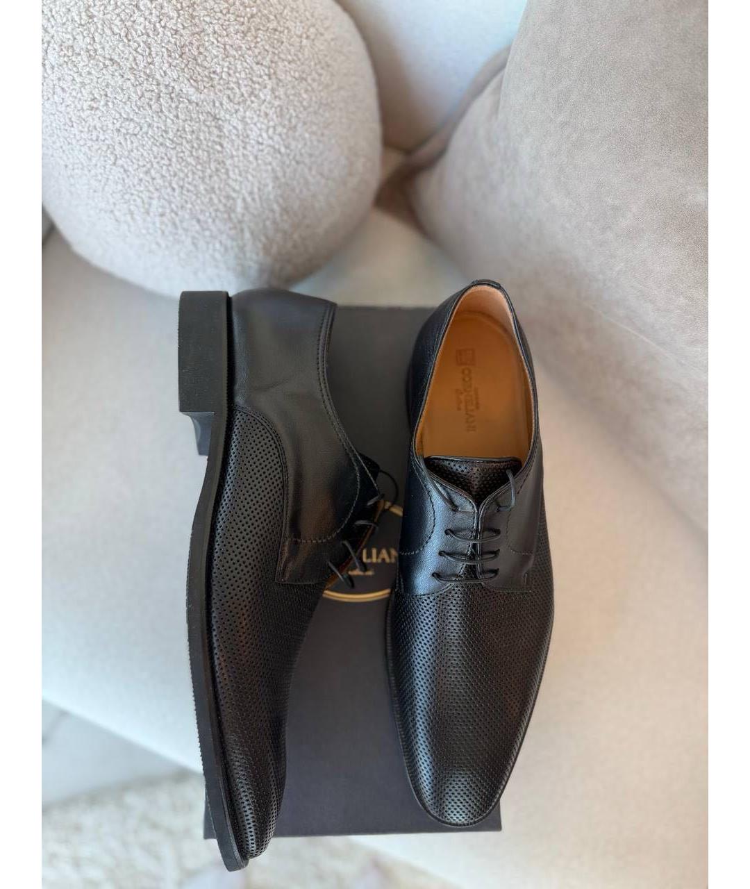 CORNELIANI Черные кожаные низкие ботинки, фото 4