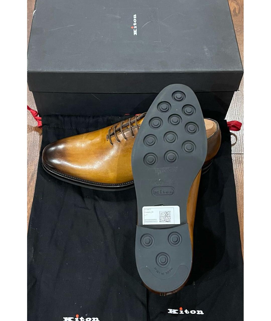 KITON Коричневые кожаные туфли, фото 7
