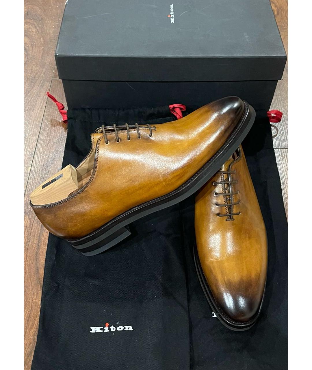 KITON Коричневые кожаные туфли, фото 2