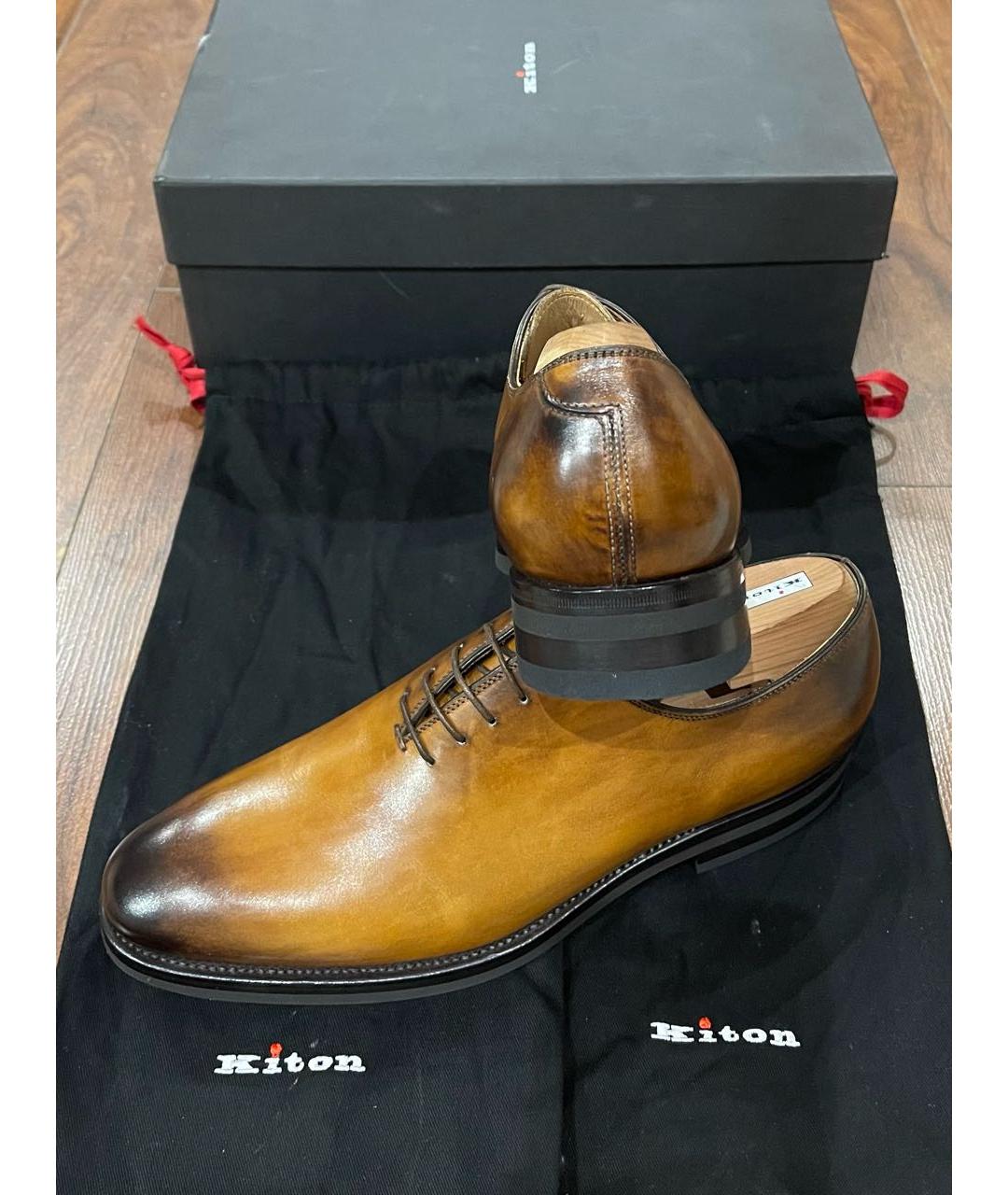 KITON Коричневые кожаные туфли, фото 4