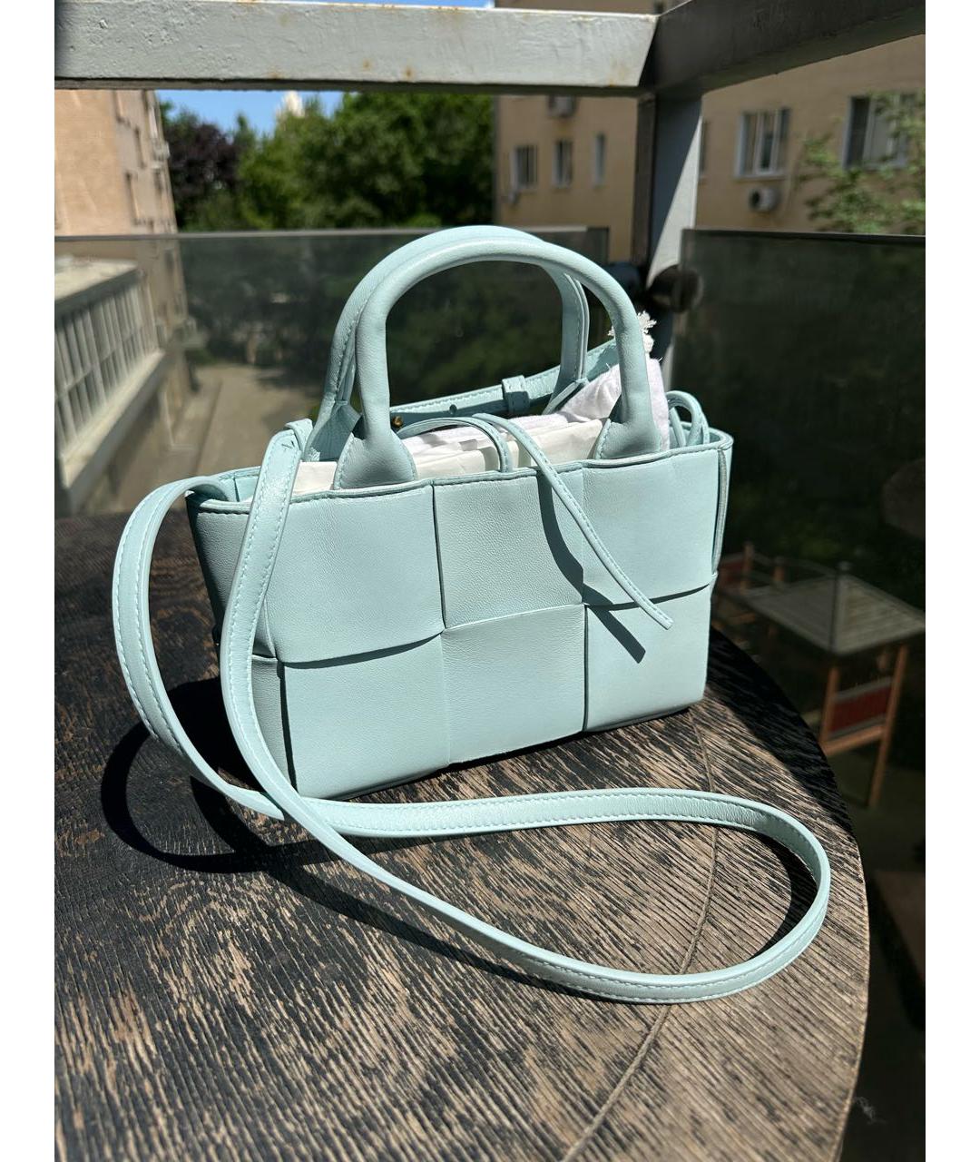 BOTTEGA VENETA Голубая кожаная сумка тоут, фото 6