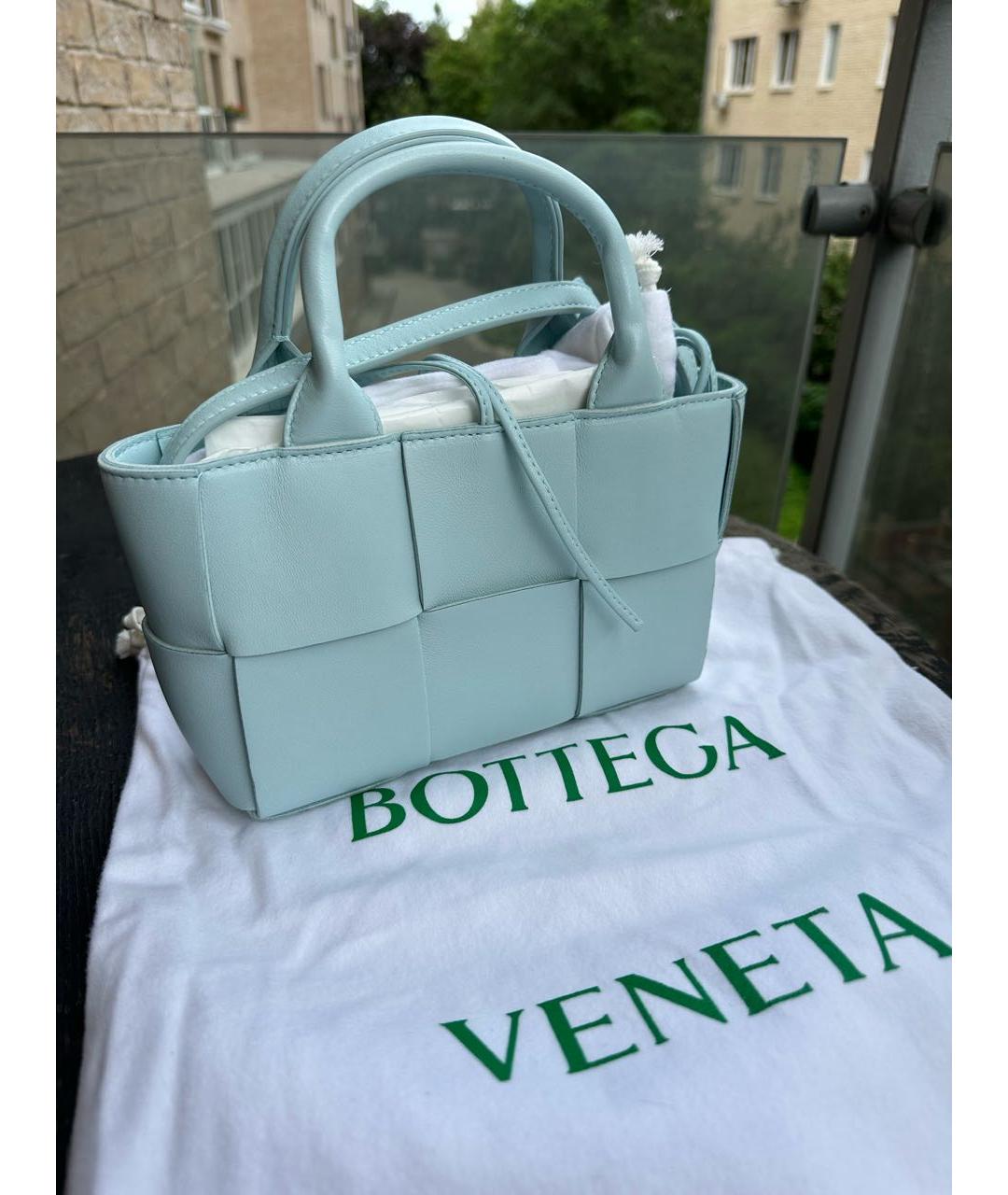 BOTTEGA VENETA Голубая кожаная сумка тоут, фото 5