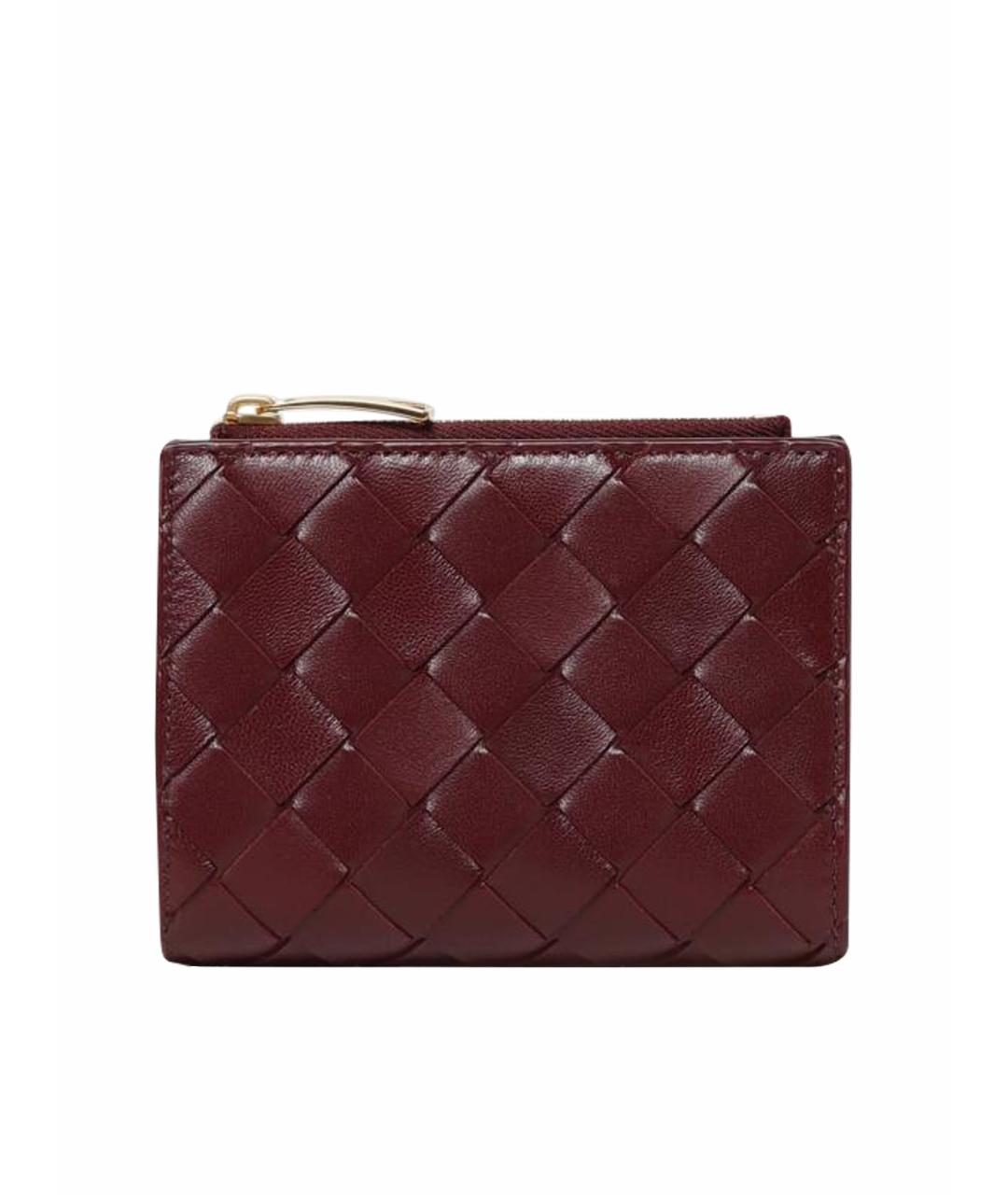 BOTTEGA VENETA Бордовый кожаный кошелек, фото 1