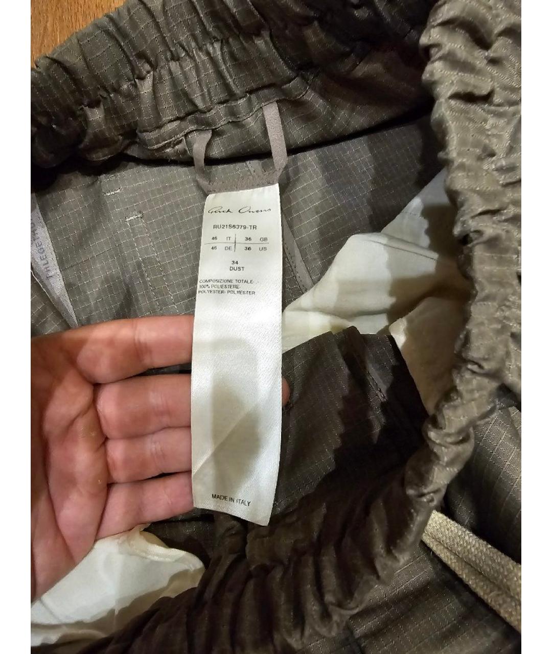 RICK OWENS Хаки полиэстеровые повседневные брюки, фото 3