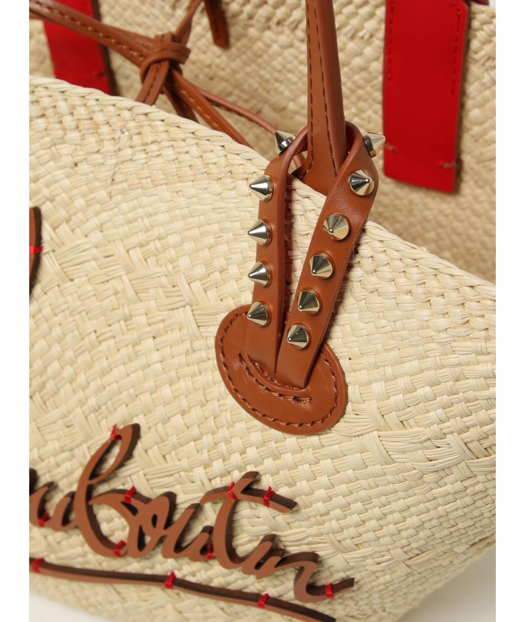 CHRISTIAN LOUBOUTIN Бежевая пелетеная сумка тоут, фото 3