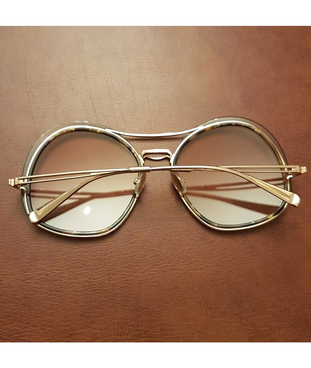 MAX MARA Золотые металлические солнцезащитные очки, фото 6