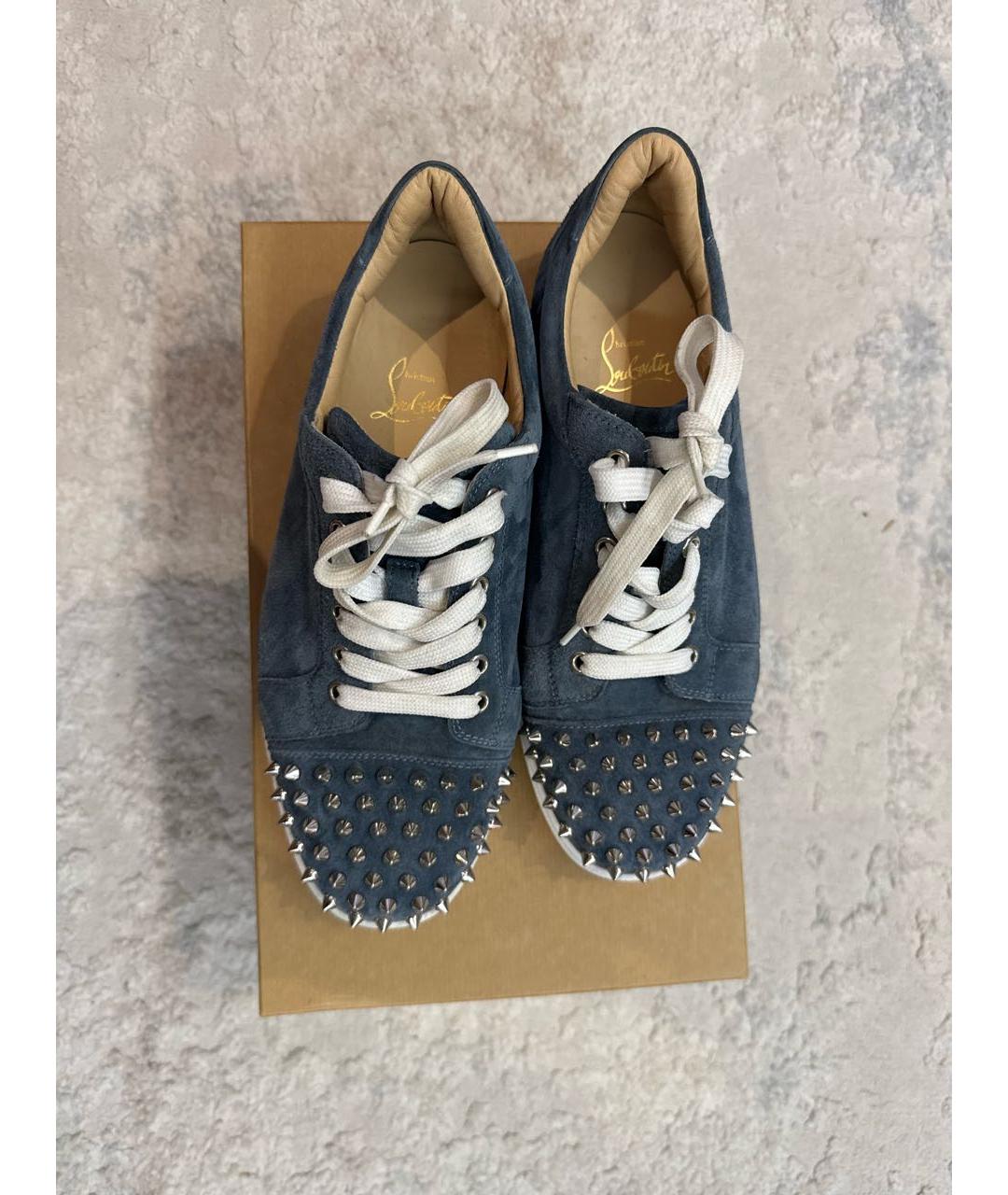 CHRISTIAN LOUBOUTIN Голубые замшевые низкие кроссовки / кеды, фото 3