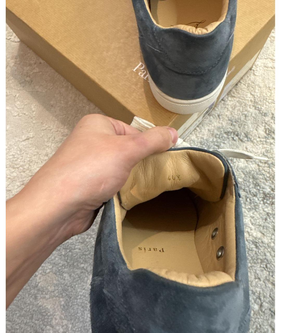 CHRISTIAN LOUBOUTIN Голубые замшевые низкие кроссовки / кеды, фото 8