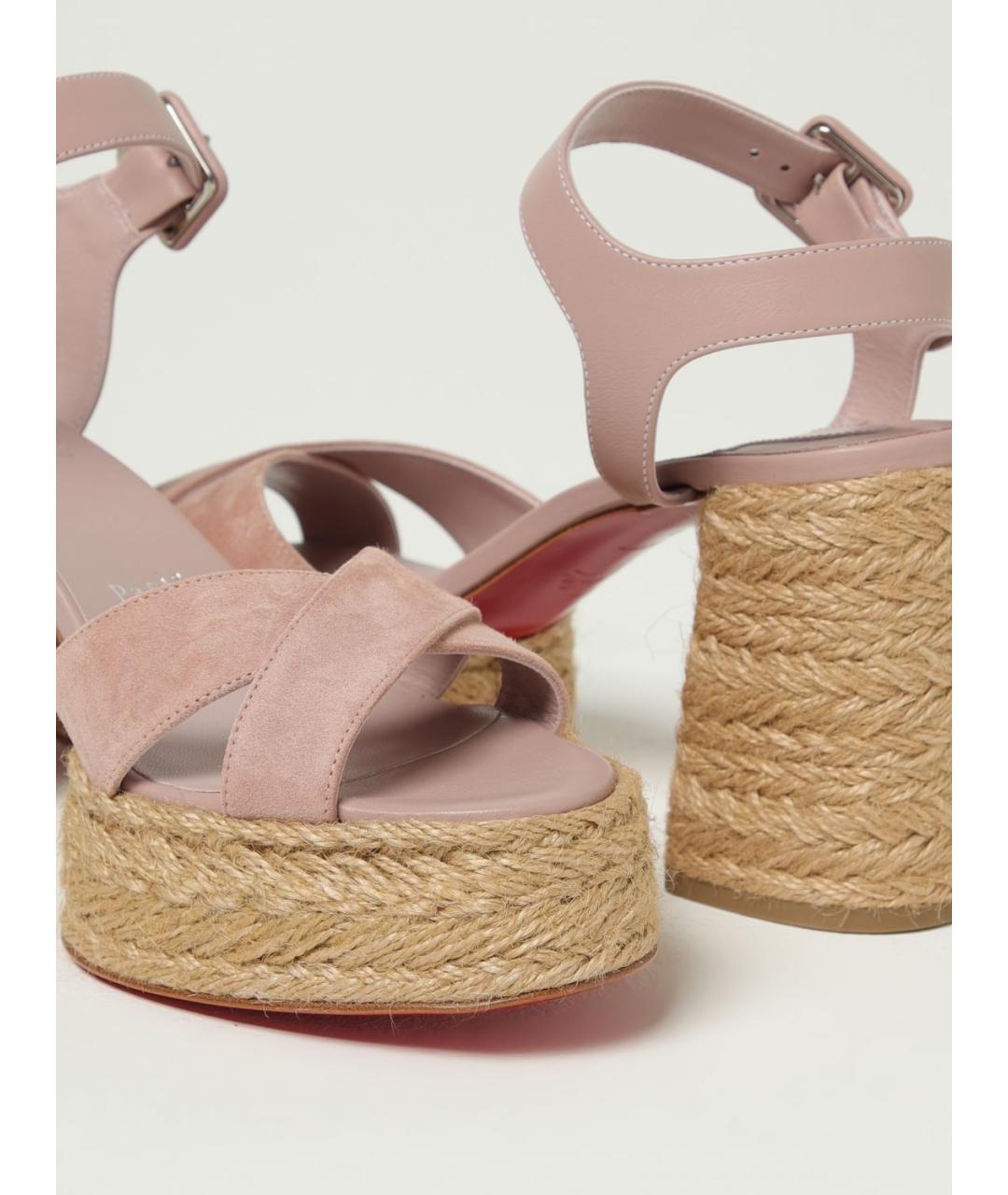 CHRISTIAN LOUBOUTIN Розовые замшевые босоножки, фото 4
