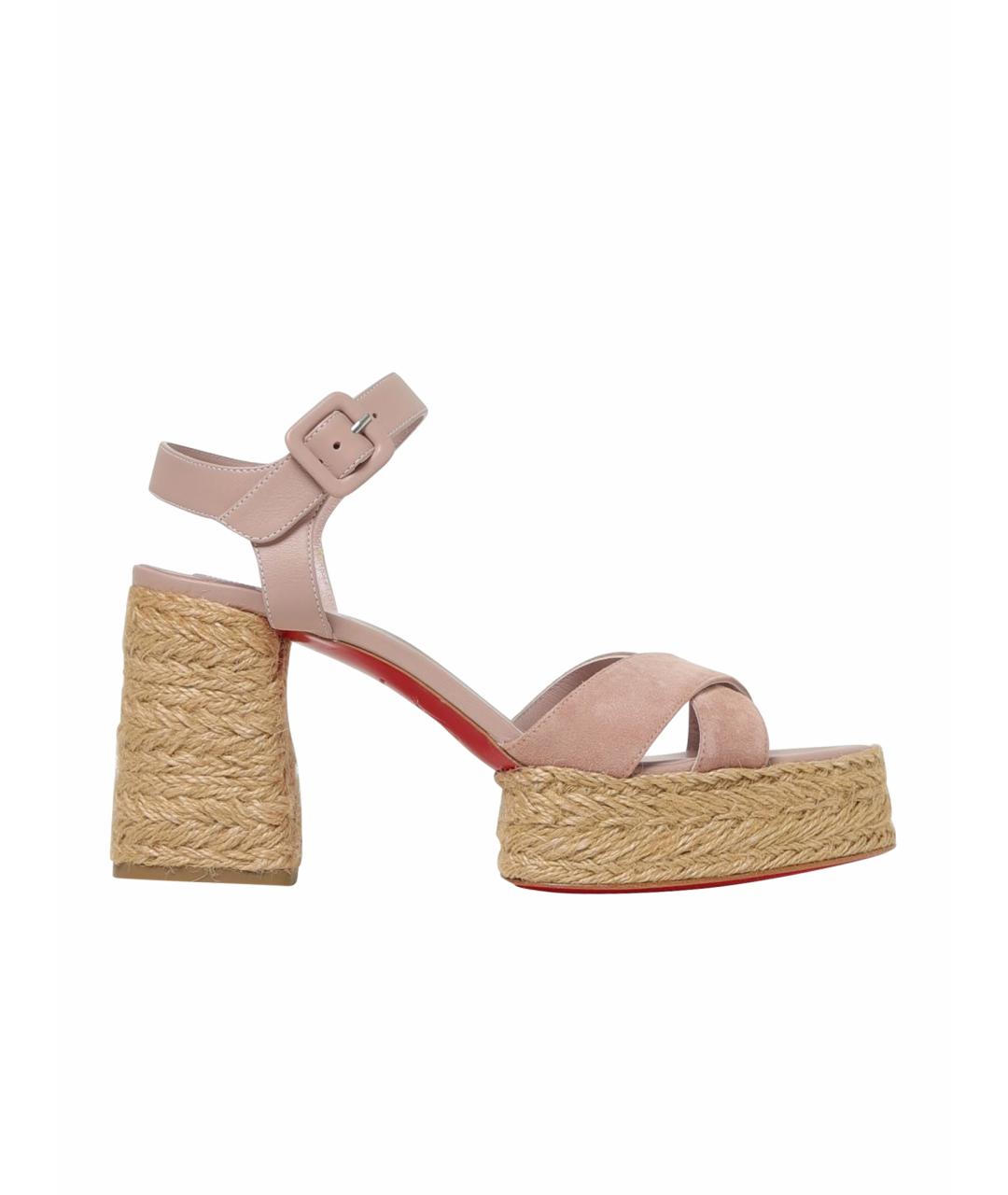 CHRISTIAN LOUBOUTIN Розовые замшевые босоножки, фото 1
