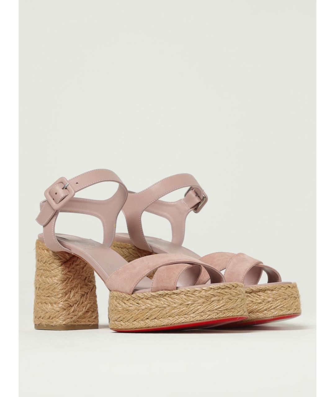 CHRISTIAN LOUBOUTIN Розовые замшевые босоножки, фото 2