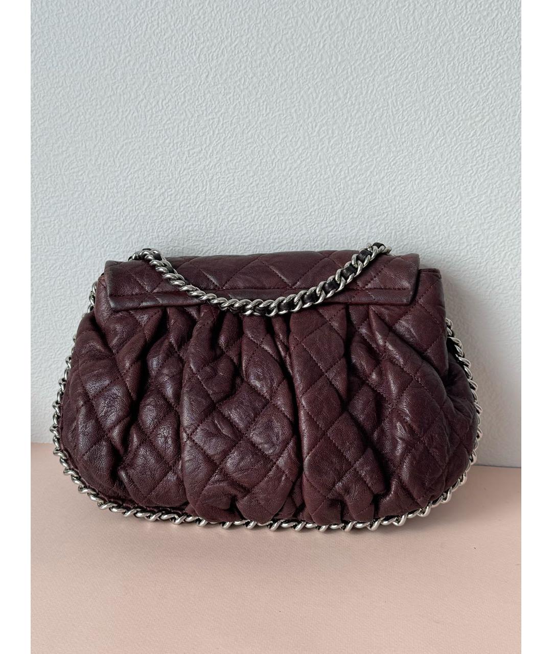 CHANEL Бордовая кожаная сумка через плечо, фото 3