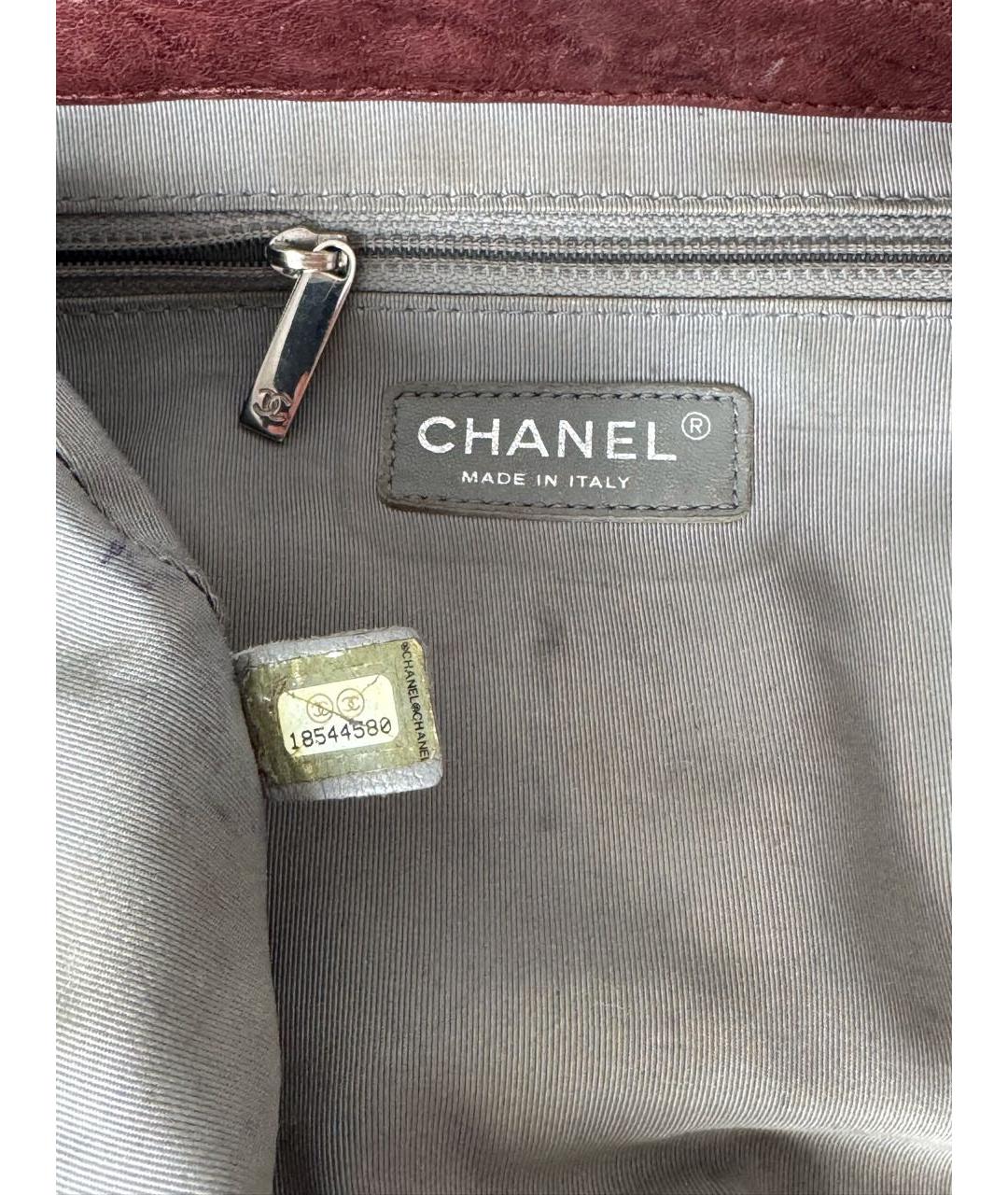 CHANEL Бордовая кожаная сумка через плечо, фото 6