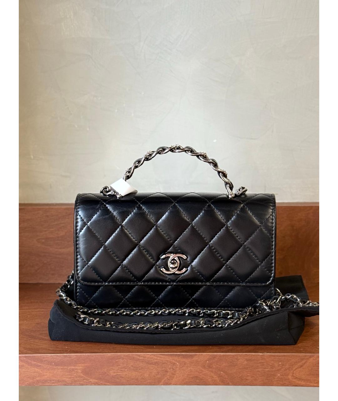 CHANEL Черная кожаная сумка тоут, фото 10