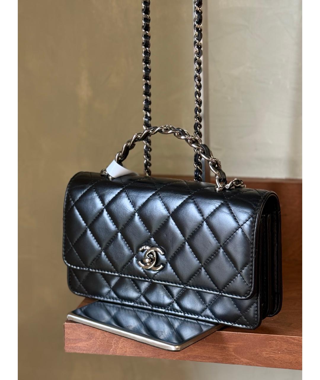 CHANEL Черная кожаная сумка тоут, фото 4