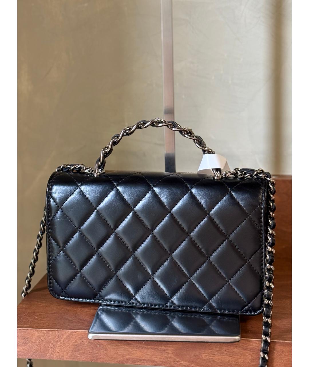 CHANEL Черная кожаная сумка тоут, фото 6