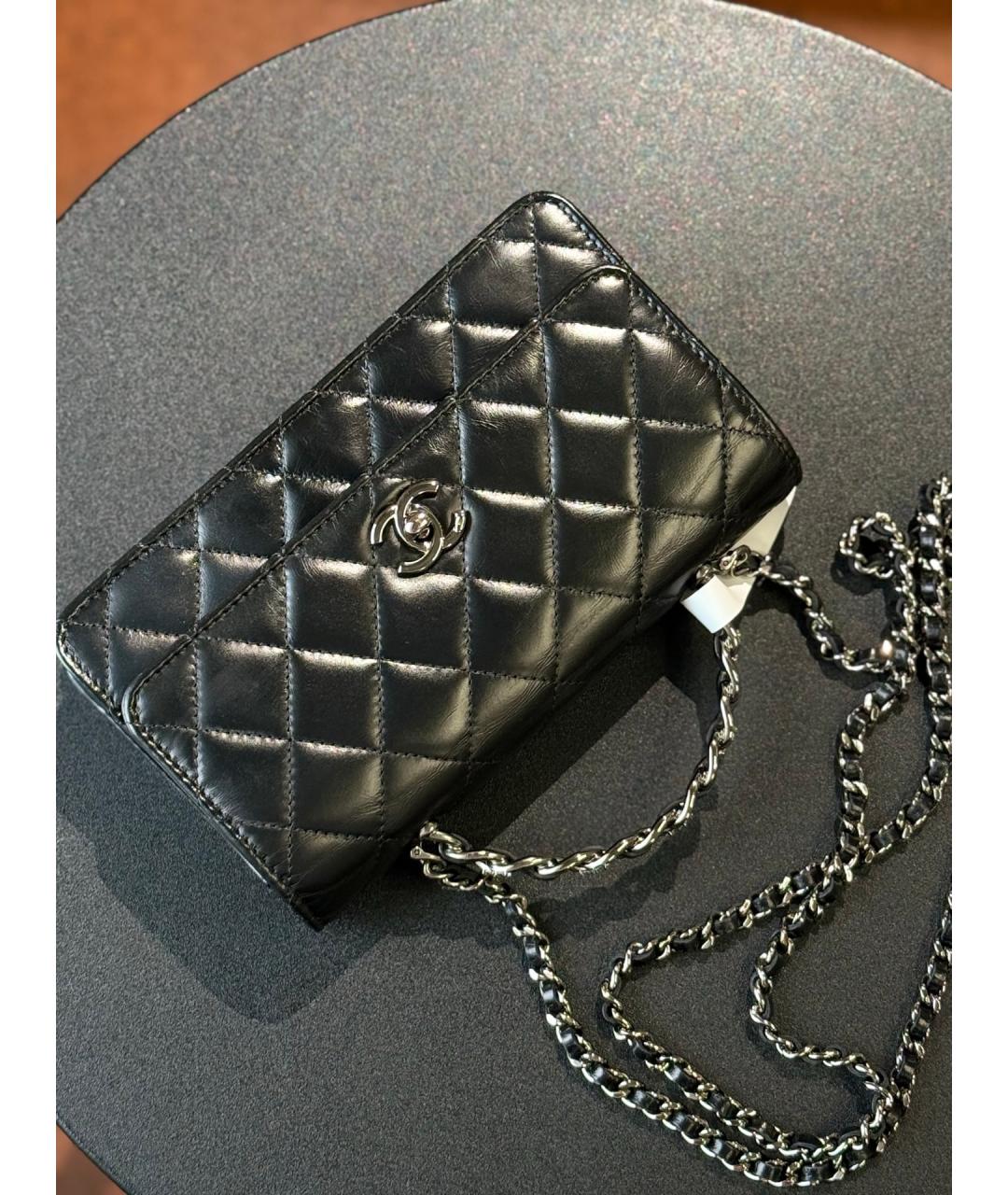 CHANEL Черная кожаная сумка тоут, фото 7