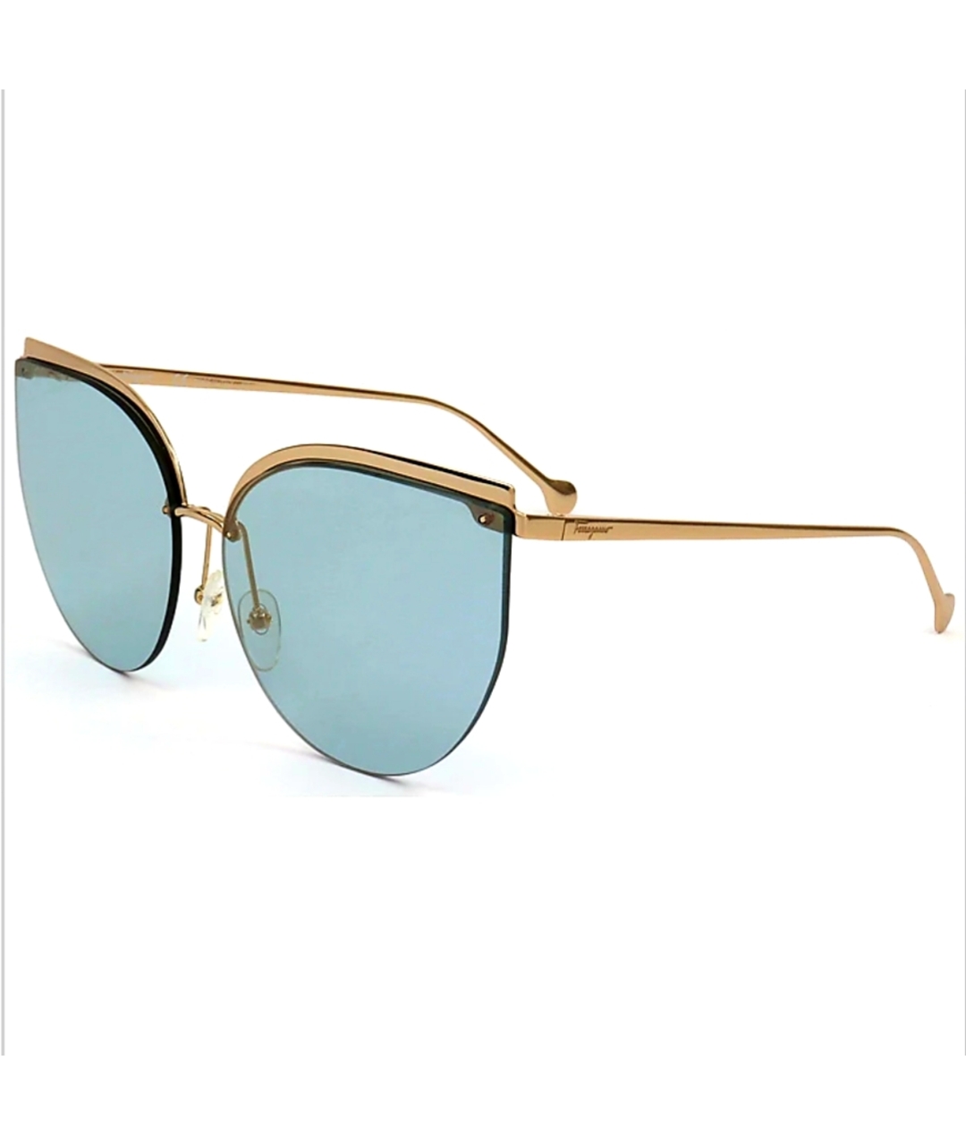 SALVATORE FERRAGAMO Золотые металлические солнцезащитные очки, фото 1