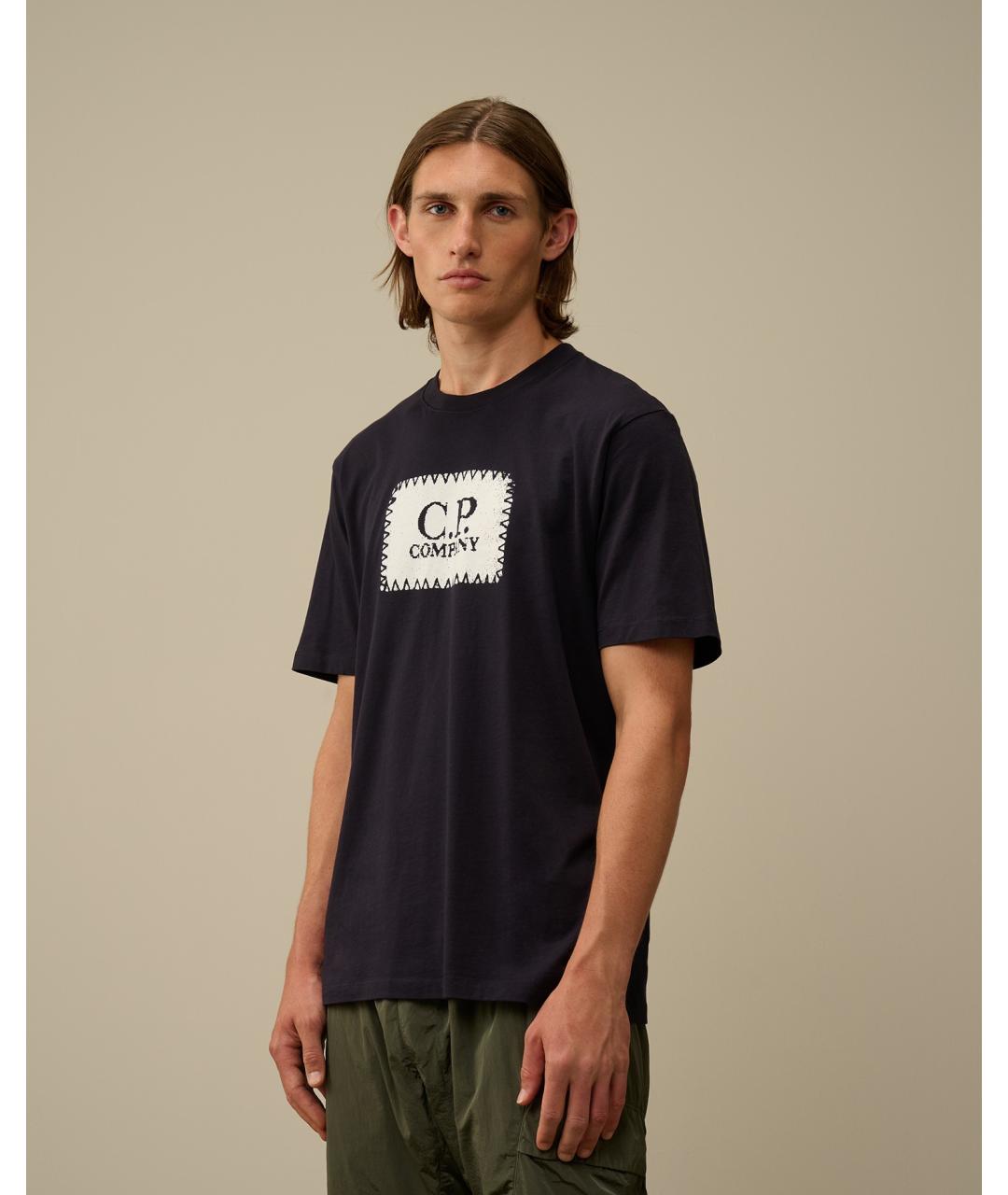 CP COMPANY Темно-синяя хлопковая футболка, фото 3