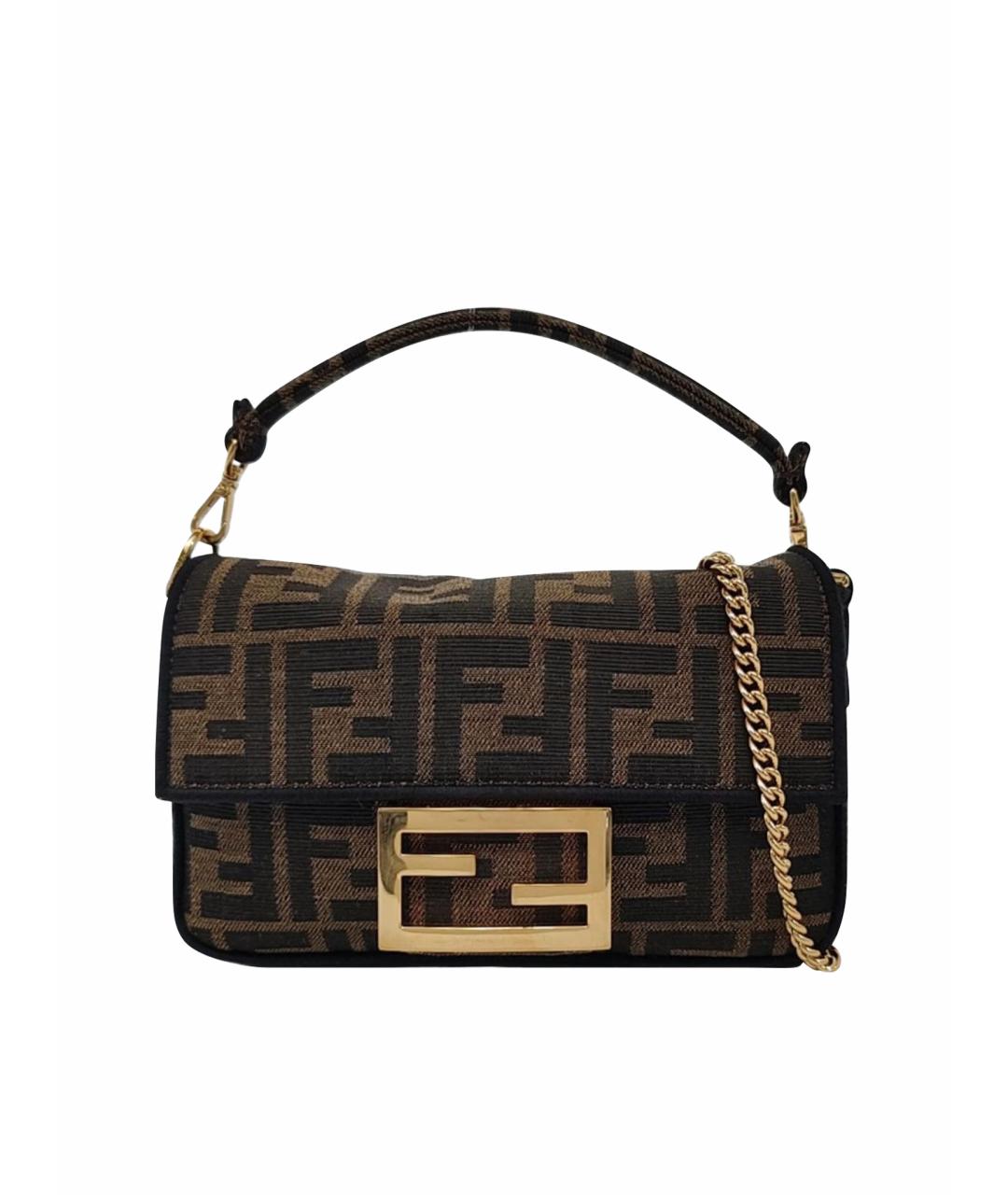 FENDI Коричневая тканевая сумка через плечо, фото 1