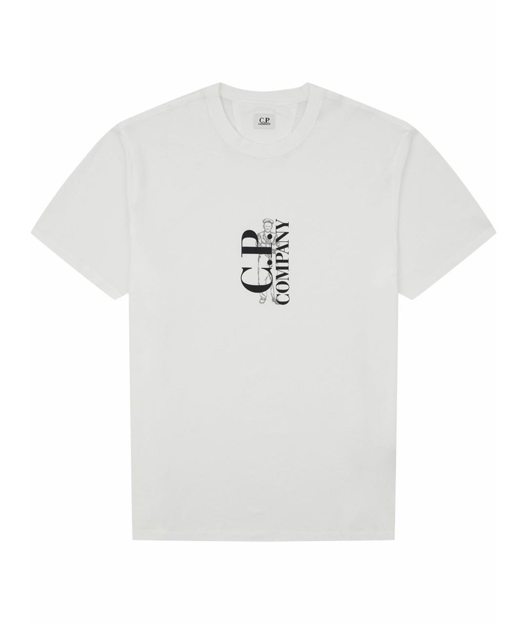 CP COMPANY Белая хлопковая футболка, фото 1