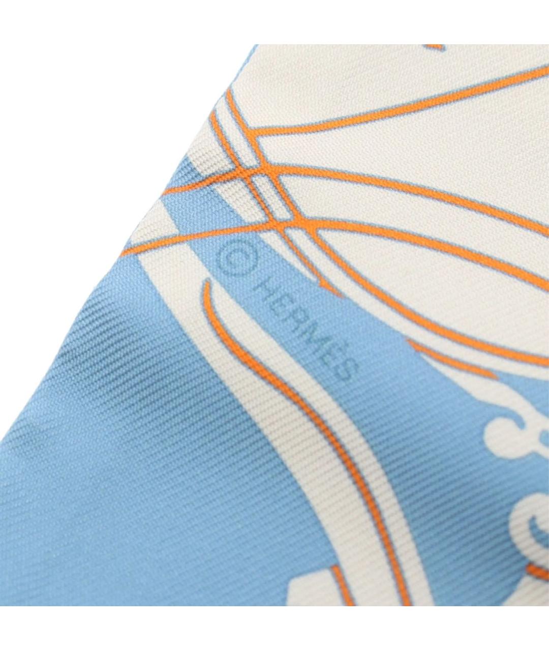 HERMES Голубой шелковый платок, фото 3