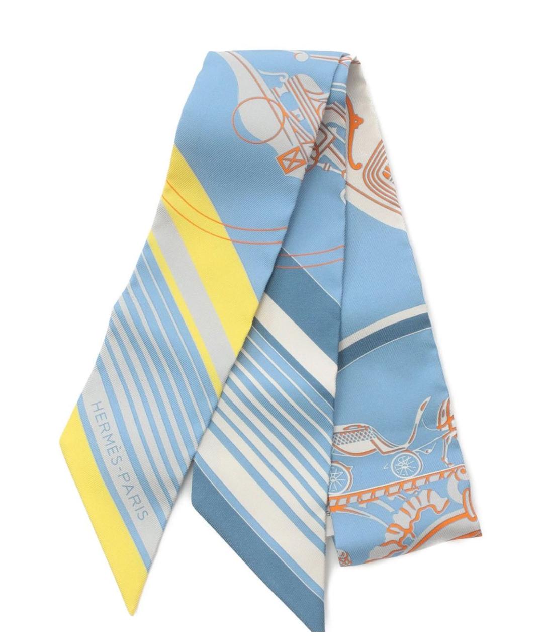 HERMES Голубой шелковый платок, фото 4