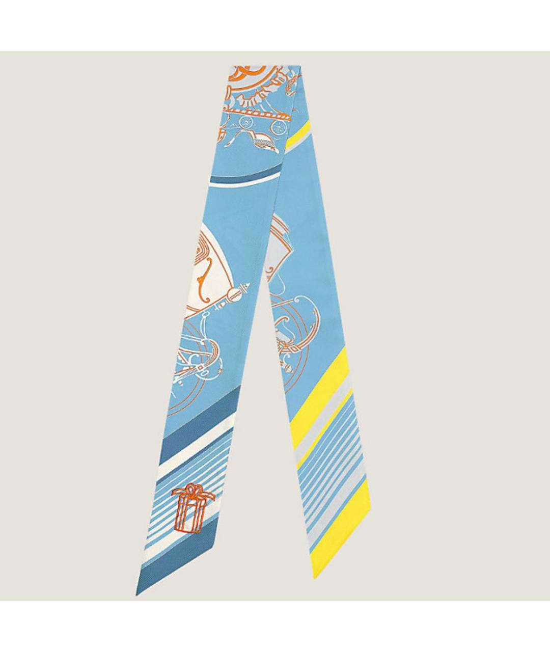 HERMES Голубой шелковый платок, фото 5