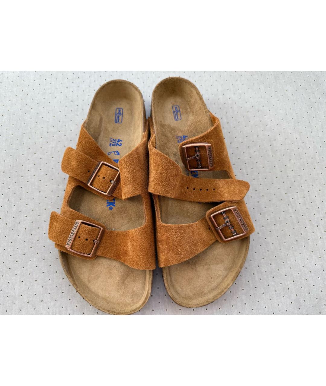 BIRKENSTOCK Коричневые замшевые сандалии, фото 3