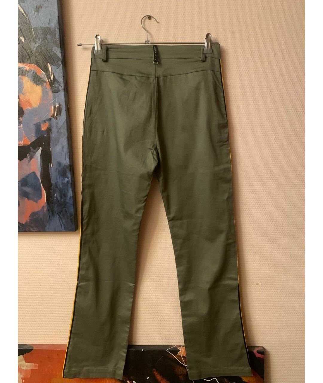 KENDALL + KYLIE Зеленые хлопковые прямые брюки, фото 2