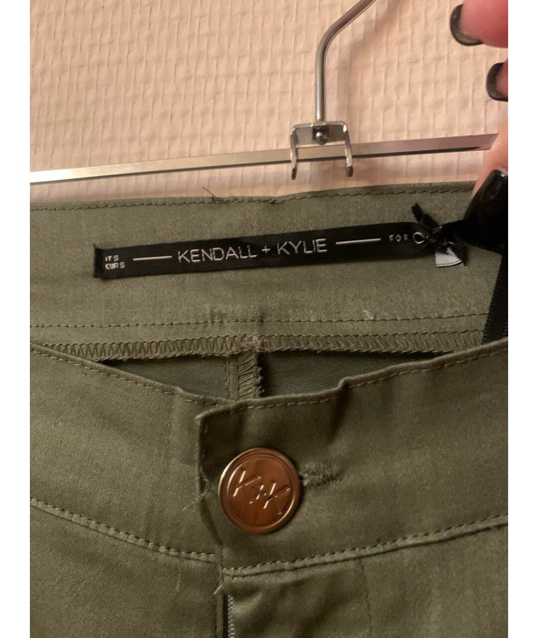 KENDALL + KYLIE Зеленые хлопковые прямые брюки, фото 4
