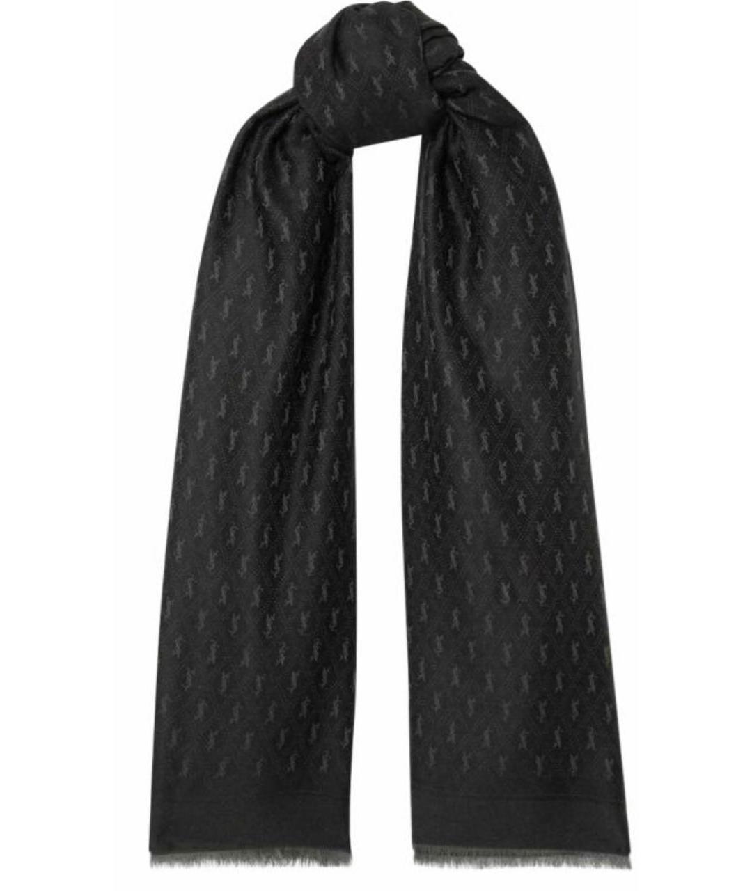 SAINT LAURENT Черный шарф, фото 8