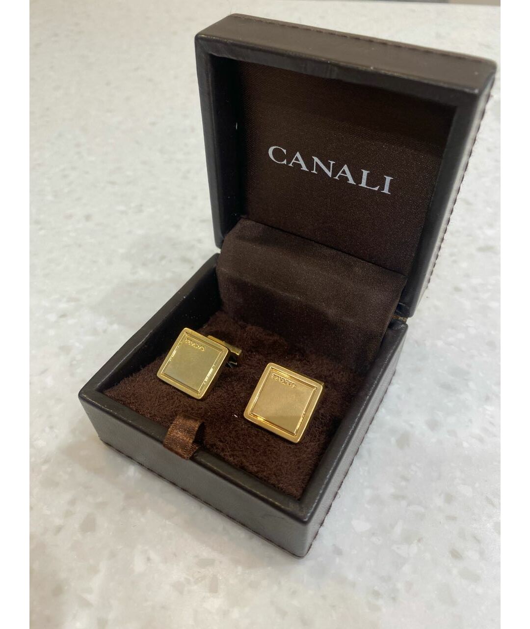 CANALI Золотые металлические запонки, фото 3