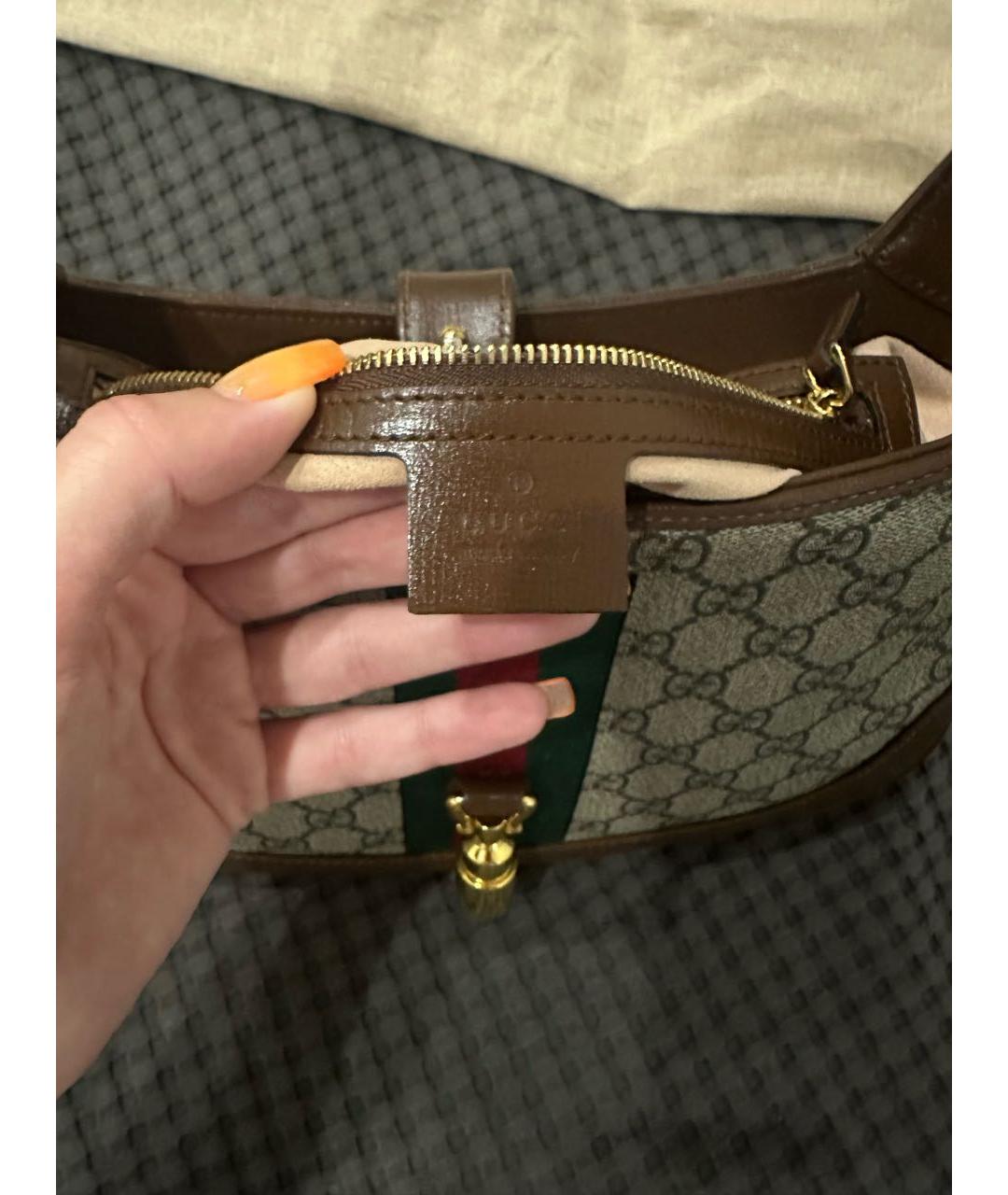 GUCCI Коричневая кожаная сумка с короткими ручками, фото 3