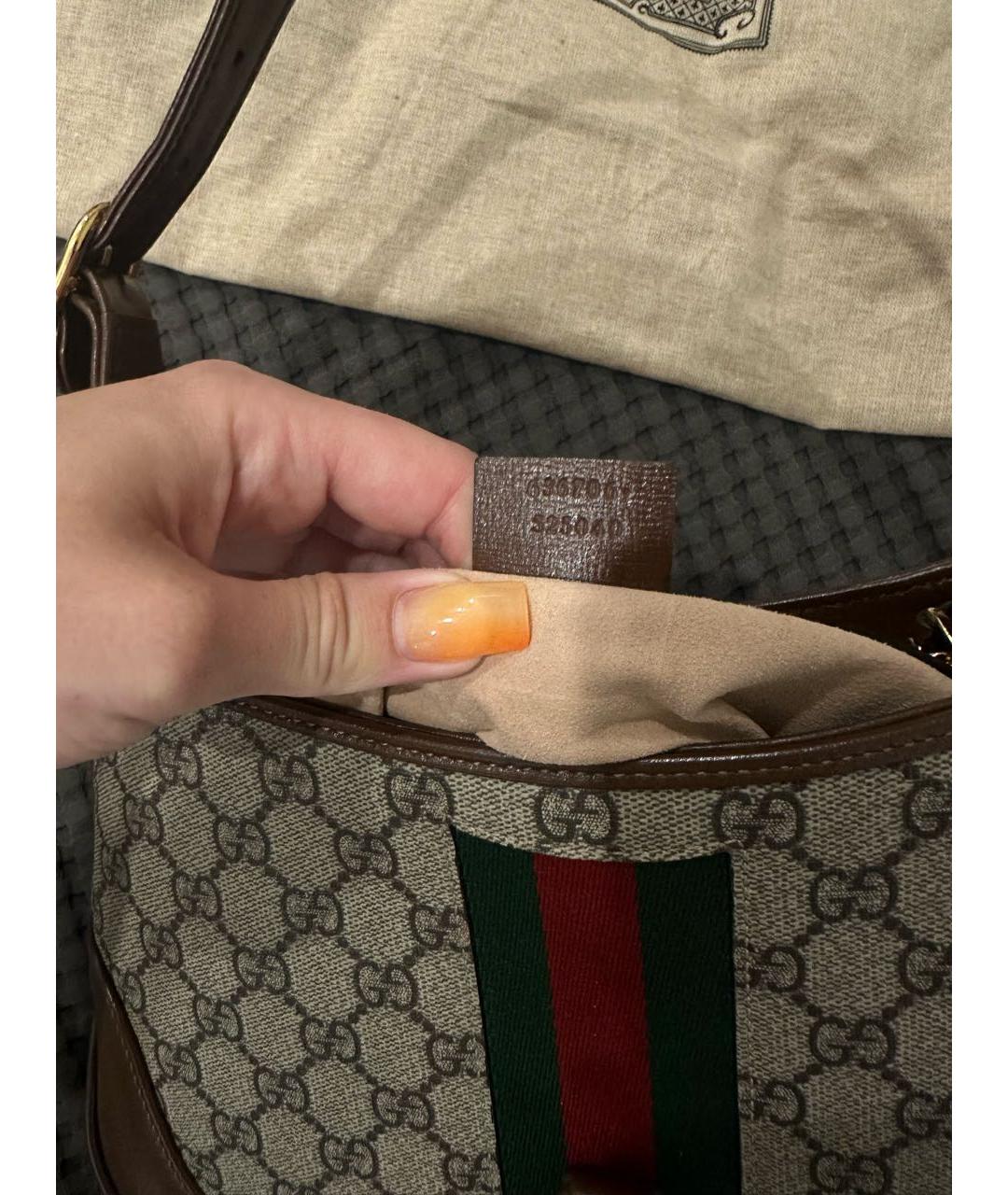 GUCCI Коричневая кожаная сумка с короткими ручками, фото 4