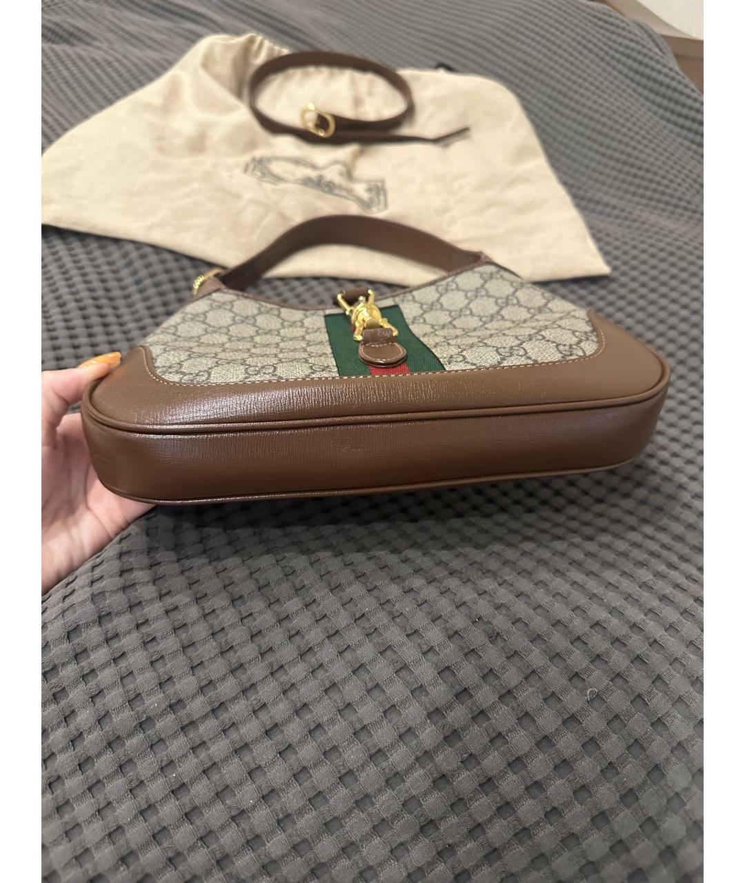 GUCCI Коричневая кожаная сумка с короткими ручками, фото 5